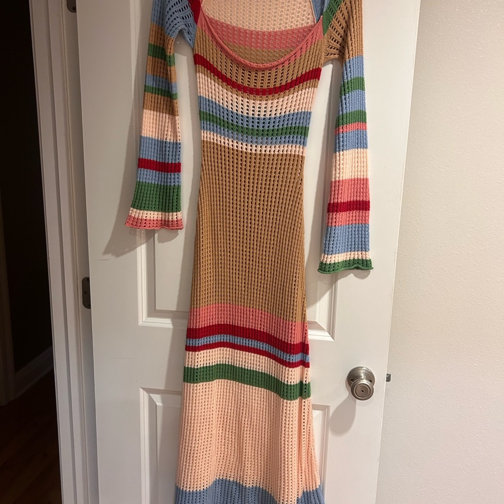 Colorful Striped Knit Maxi Dress